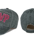 MVP Aplikeli Retro Yıkamalı Antrasit Cap Şapka