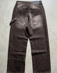 Grafik Desenli Baggy kalıp Erkek Kahve Kot Pantolon 17295