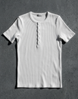 Slim Fit Düğmeli Henley Beyaz Tshirt 22338