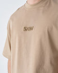 Sırtı Nakış Detaylı Vizon Oversize Tshirt 4797