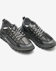 Gri Çizgili Embos Deri Erkek Sneaker