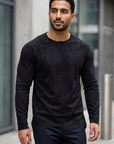 Geniş Yaka Reglan Kol Polar Erkek Siyah Sweatshirt 257049