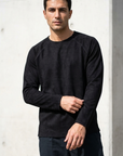 Geniş Yaka Reglan Kol Polar Erkek Siyah Sweatshirt 257049