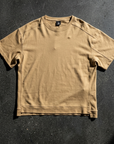 Parçalı Yıkamalı Bej Oversize Tshirt 26022