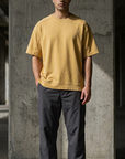 Parçalı Yıkamalı Bej Oversize Tshirt 26022