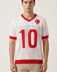 Türkiye Desenli Triko Oversize Beyaz Tshirt