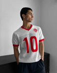 Türkiye Desenli Triko Oversize Beyaz Tshirt