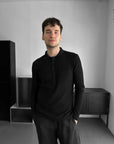 Slim fit Polo Fitilli Siyah Erkek Kazak 3465