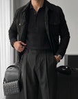Slim fit Polo Fitilli Siyah Erkek Kazak 3465