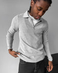 Yarım Fermuarlı Polo Slim fit Gri Kazak 3470