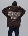 Chaplin Baskılı Triko Şeritli Oversize Kahverengi Sweatshirt 4992