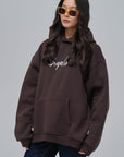 Chaplin Baskılı Triko Şeritli Oversize Kahverengi Sweatshirt 4992