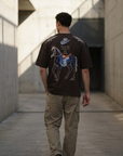 At Aplike Detaylı Kahve Oversize Tshirt 5054