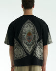 Pano Baskılı Siyah Oversize Tshirt 5071