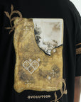 Kol Biye Şeritli Siyah Oversize Tshirt 5072