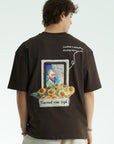 Şeritli Vincent Oversize Kahve Tshirt 5074