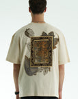 Yaprak Desen Taş Oversize Tshirt 5087
