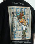 Tablo Detaylı Siyah Oversize Tshirt 5083