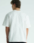 Yün ip Aplikeli Ekru Oversize Tshirt 5085