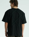 Yün ip Aplikeli Siyah Oversize Tshirt 5085