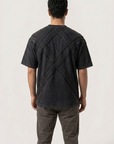 Yün ip Aplikeli Siyah Oversize Tshirt 5085