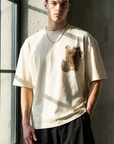 Yaprak Desen Taş Oversize Tshirt 5087