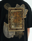 Yaprak Desen Siyah Oversize Tshirt 5087