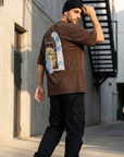 Nakış İşlemeli Kahve Oversize Tshirt 5103