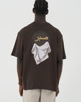 Arapça Baskı ve Nakışlı Kahve Oversize Tshirt 5129
