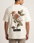 Baykuş Desenli Ekru Oversize Tshirt 5137