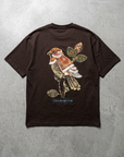 Baykuş Desenli Kahve Oversize Tshirt 5137
