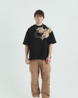 Realistik Baskılı Siyah Oversize Tshirt 5144