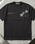 Kelebek Desenli Siyah Oversize Tshirt 5155