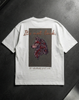 Kurt Baskılı Ekru Oversize Tshirt 5158
