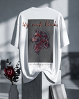 Kurt Baskılı Ekru Oversize Tshirt 5158