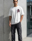 Kurt Baskılı Ekru Oversize Tshirt 5158
