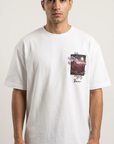 Kabartma Baskı Ekru Oversize Tshirt 5178