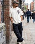 Arapça Nakışlı Ekru Oversize Tshirt 5185