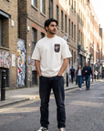 Arapça Nakışlı Ekru Oversize Tshirt 5185