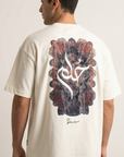 Arapça Nakışlı Ekru Oversize Tshirt 5185