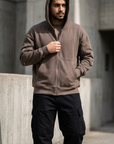 Rivet Detaylı Fermuarlı Kahve Sweatshirt 5190