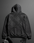 Yün Şerit Desenli Oversize Siyah Sweatshirt 5217