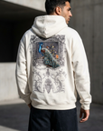 Tavus Kuşu Desenli Oversize Ekru Sweatshirt 5256