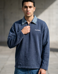 Kot Yaka Yarım Fermuarlı Oversize Polo Sweatshirt 6048