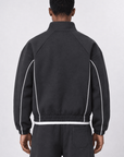 Biye Detaylı Panda Fermuarlı Oversize Siyah Sweatshirt 5007