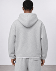 Cep Detaylı Panda Fermuarlı Oversize Gri Melanj Sweatshirt 5028