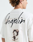 Chaplin Aplikeli Oversize Ekru Tshirt 4778