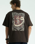 Yüksek Baskılı Eva Nakışlı Kahve Oversize Tshirt 5105