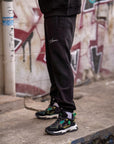 Colorful Baskılı Siyah Kapüşonlu Sweatshirt Jogger Takım