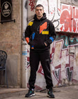 Colorful Baskılı Siyah Kapüşonlu Sweatshirt Jogger Takım